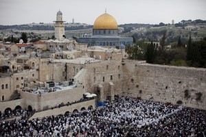 JERUSALEM, ISRAEL - APRIL 21:  (ISRAEL OUT) Thousands of Israelis attend the Annual Cohanim prayer, or Priest's blessing, for the Pesach (Passover) holiday, on April 21, 2011. at the Western Wall in Jerusalem's old city. Thousands of Jews make the pilgrimage to Jerusalem during Pesach, which commemorates the Israelites' exodus from Egypt some 3,500 years ago.  (Photo by Uriel Sinai/Getty Images)