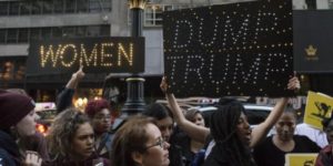 Nearly a hundred demonstrators gathered outside Trump Tower in Midtown Manhattan to decry Republican Presidential nominee Donald J. Trump's alleged sexist behavior, in New York, NY, USA on November 3, 2016. (Photo by Albin Lohr-Jones) *** Please Use Credit from Credit Field *** SIPA USANY: Women rally against Donalt Trump at Trump Tower in NYCNew York, donne in piazza contro l'elezione di Donald TrumpLaPresse  -- Only Italy *** Local Caption *** 18800961