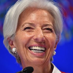 International Monetary Fund (IMF) Managing Director Christine Lagarde speaks during a press conference during the IMF - World Bank Spring Meetings at IMF Headquarters in Washington, DC, April 11, 2019. (Photo by MANDEL NGAN / AFP)